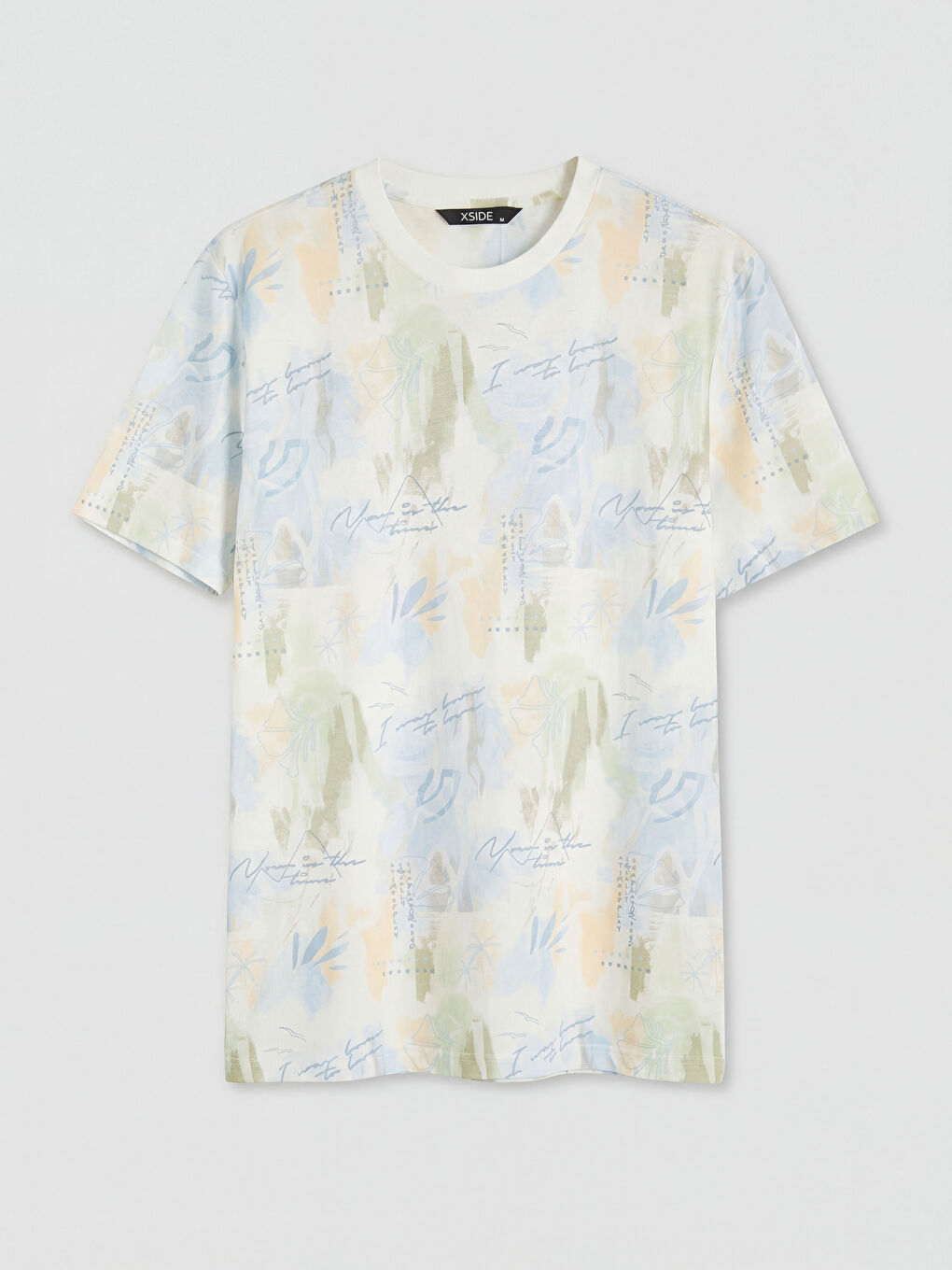 تي شيرت رجالي منقوش بياقة دائرية-4