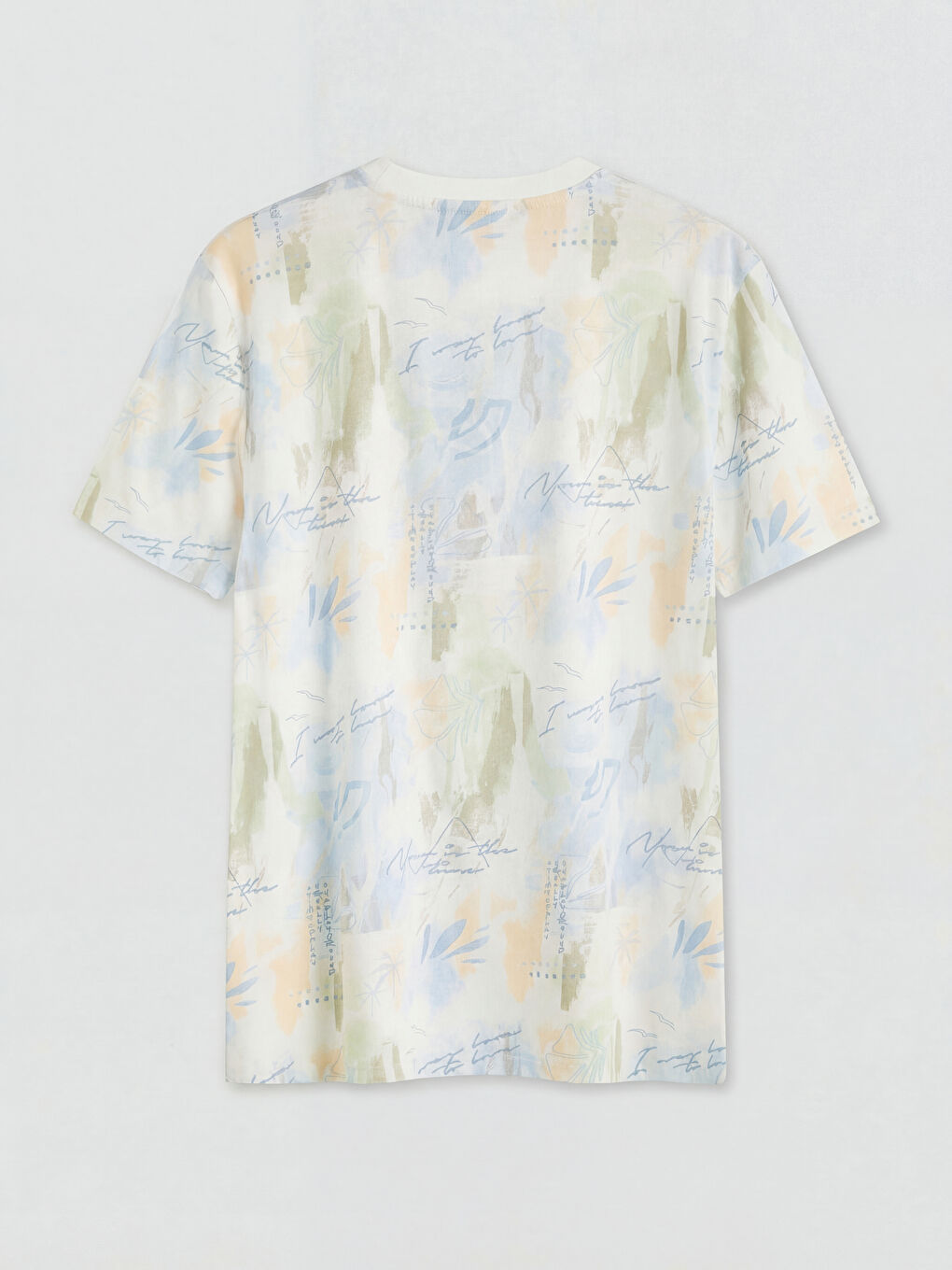 تي شيرت رجالي منقوش بياقة دائرية-5