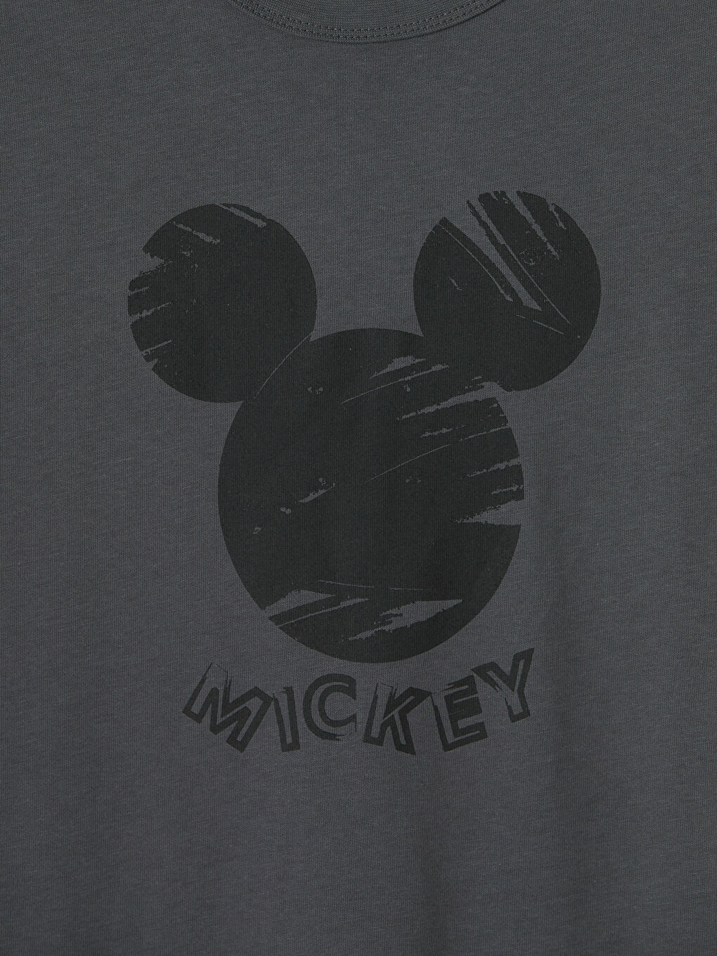 Antrasit Bisiklet Yaka Mickey Mouse Baskılı Erkek Tişört-6