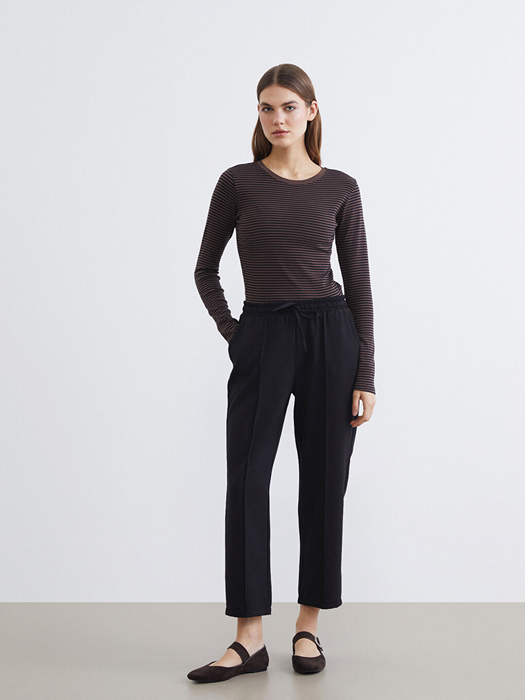 Striped crew neck bodysuit.-2