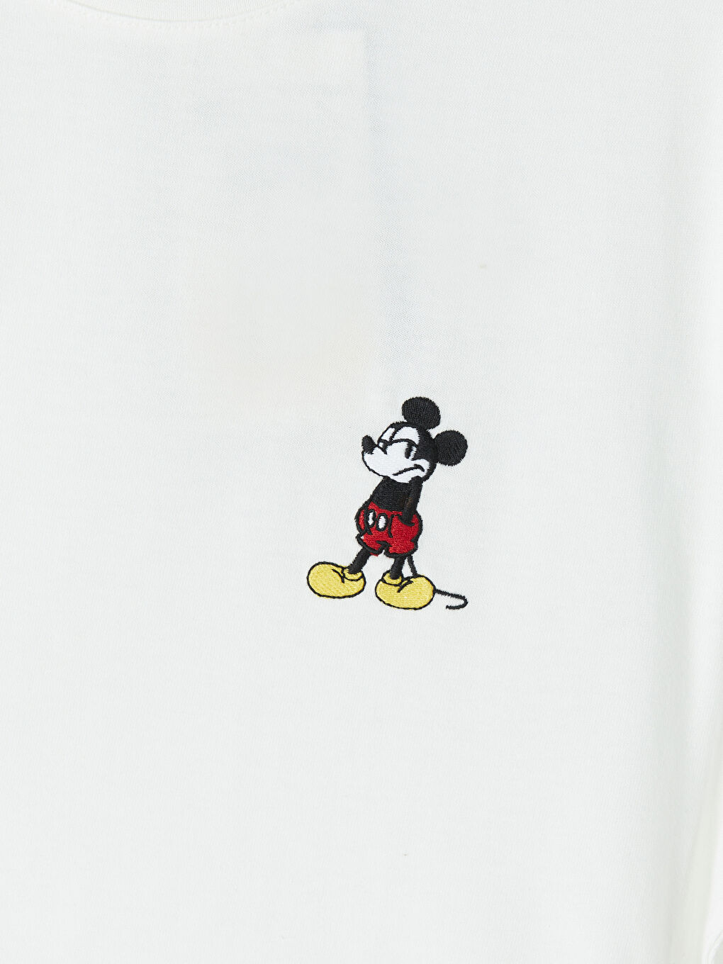 Ekru Mickey Mouse Baskılı Erkek Tişört-2
