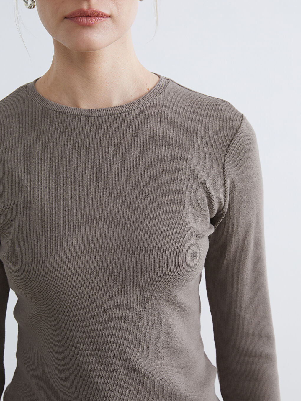 Kahverengi Bisiklet Yaka Kadın Body-2