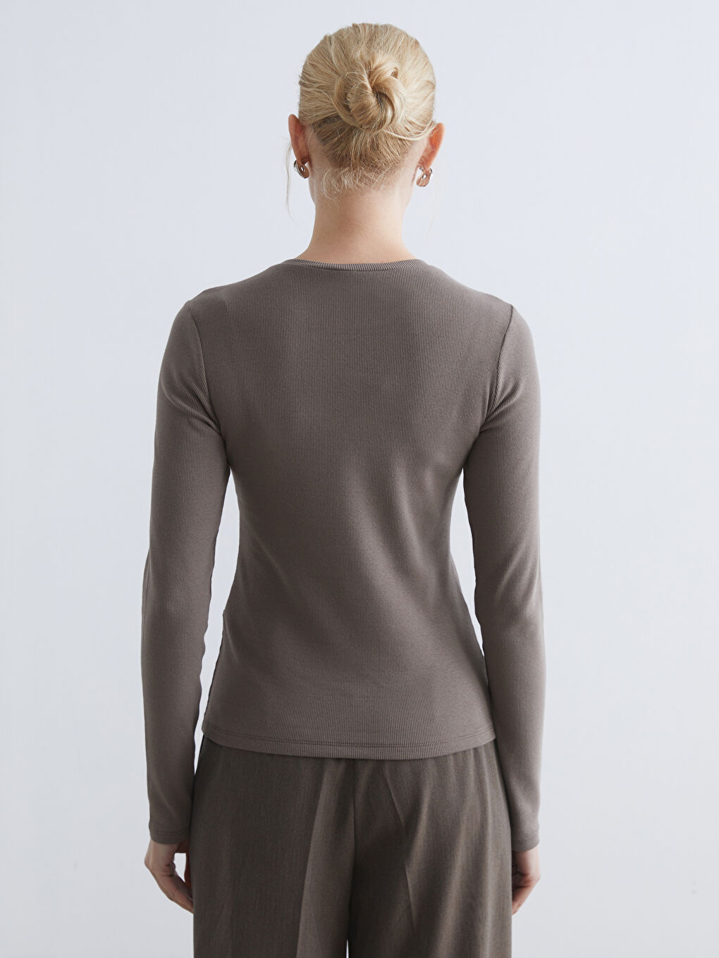 Kahverengi Bisiklet Yaka Kadın Body-3