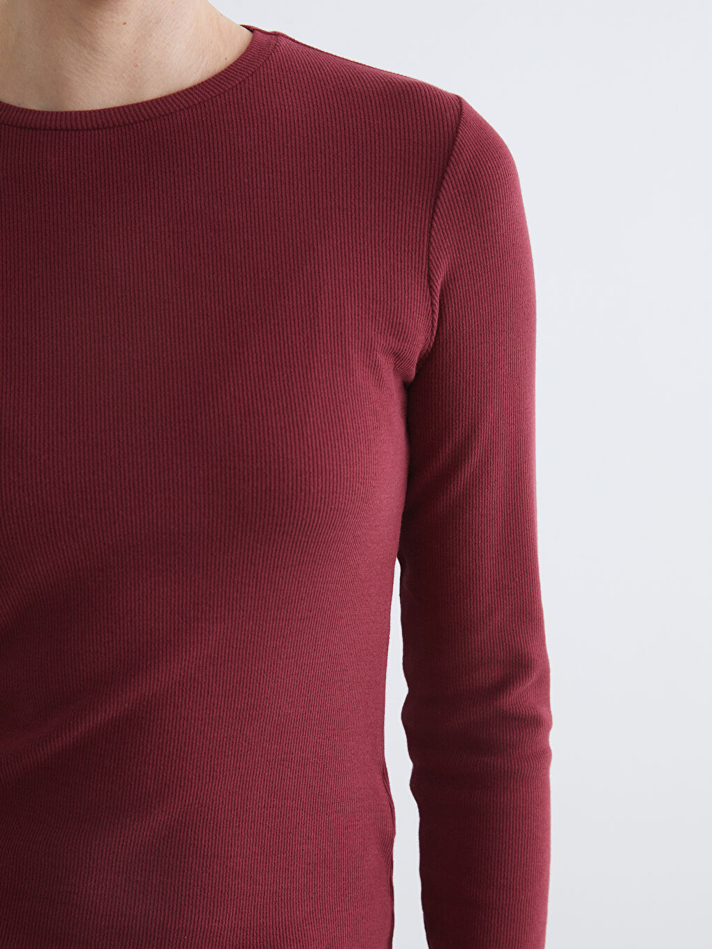 Bordo Bisiklet Yaka Kadın Body-2