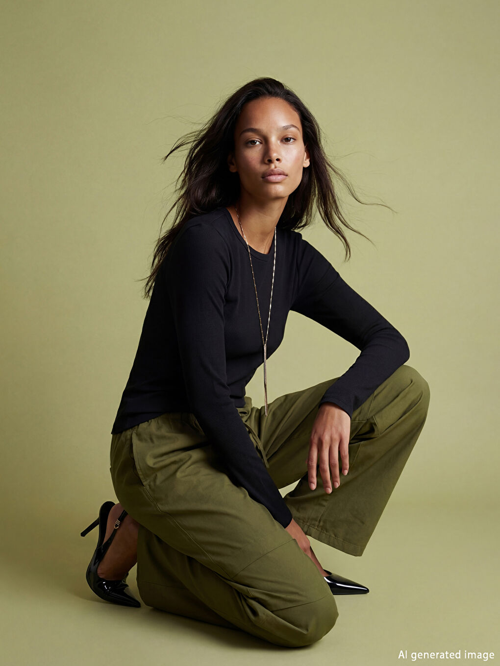 Siyah Bisiklet Yaka Kadın Body