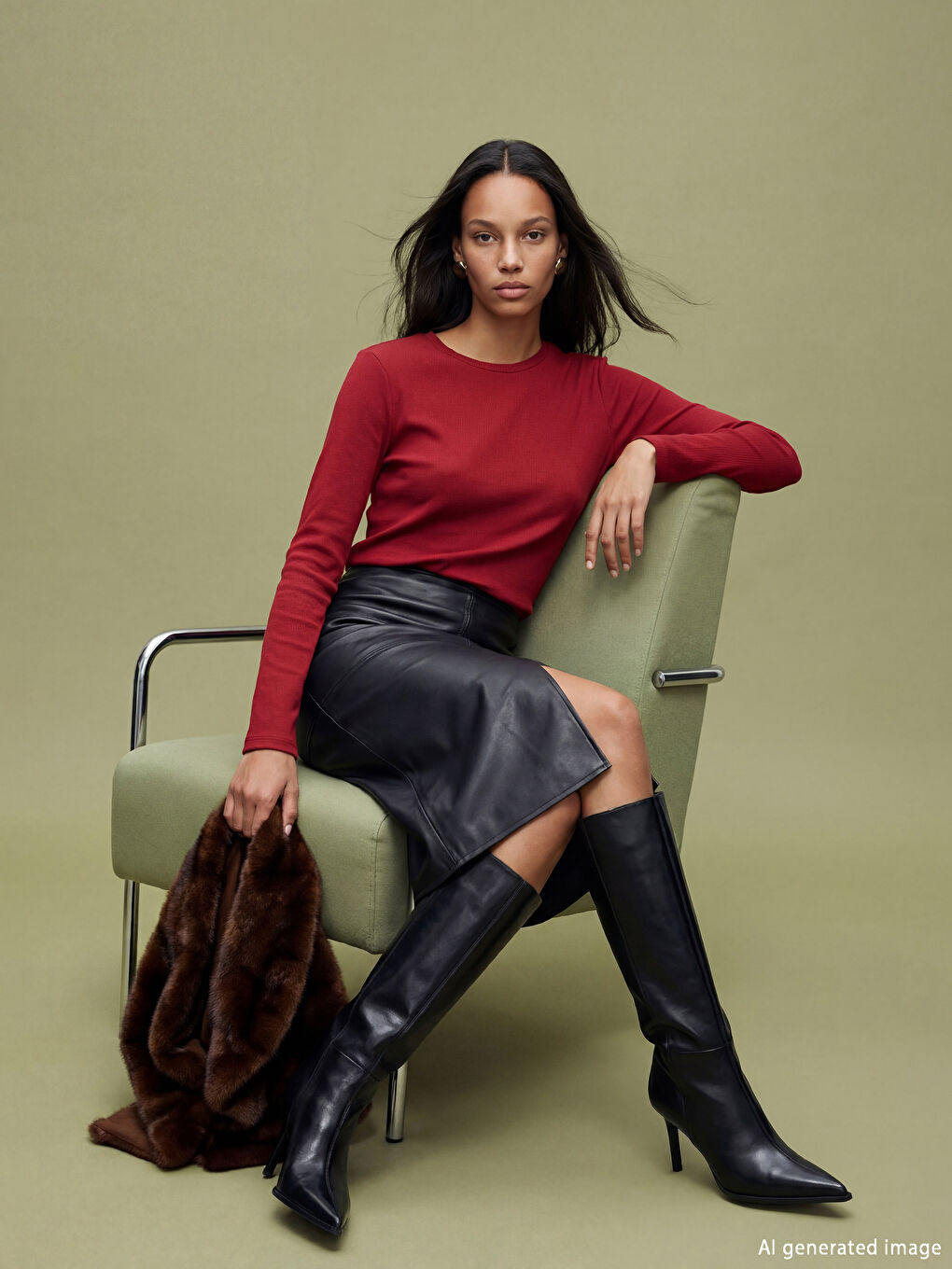 Bordo Bisiklet Yaka Kadın Body-1