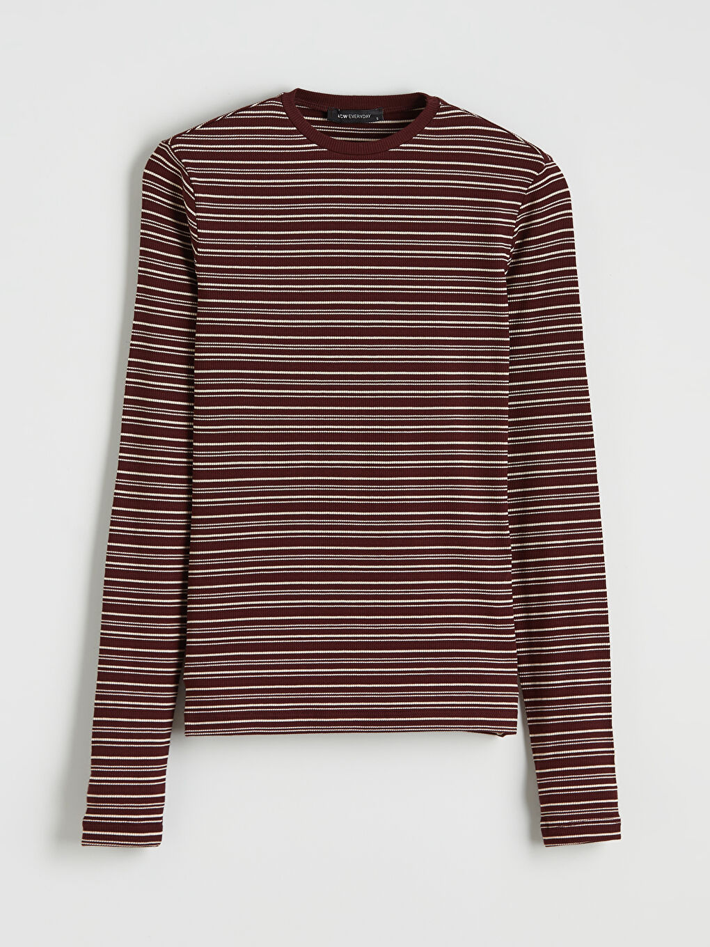 Bordo Bisiklet Yaka Çizgili Kadın Body-4