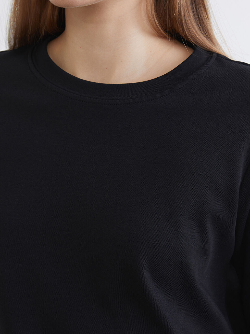 Siyah Bisiklet Yaka Kadın Body-2