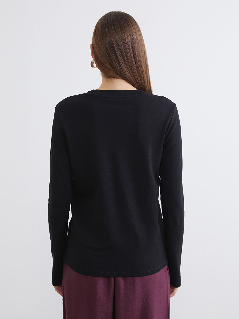 Siyah Bisiklet Yaka Kadın Body-3