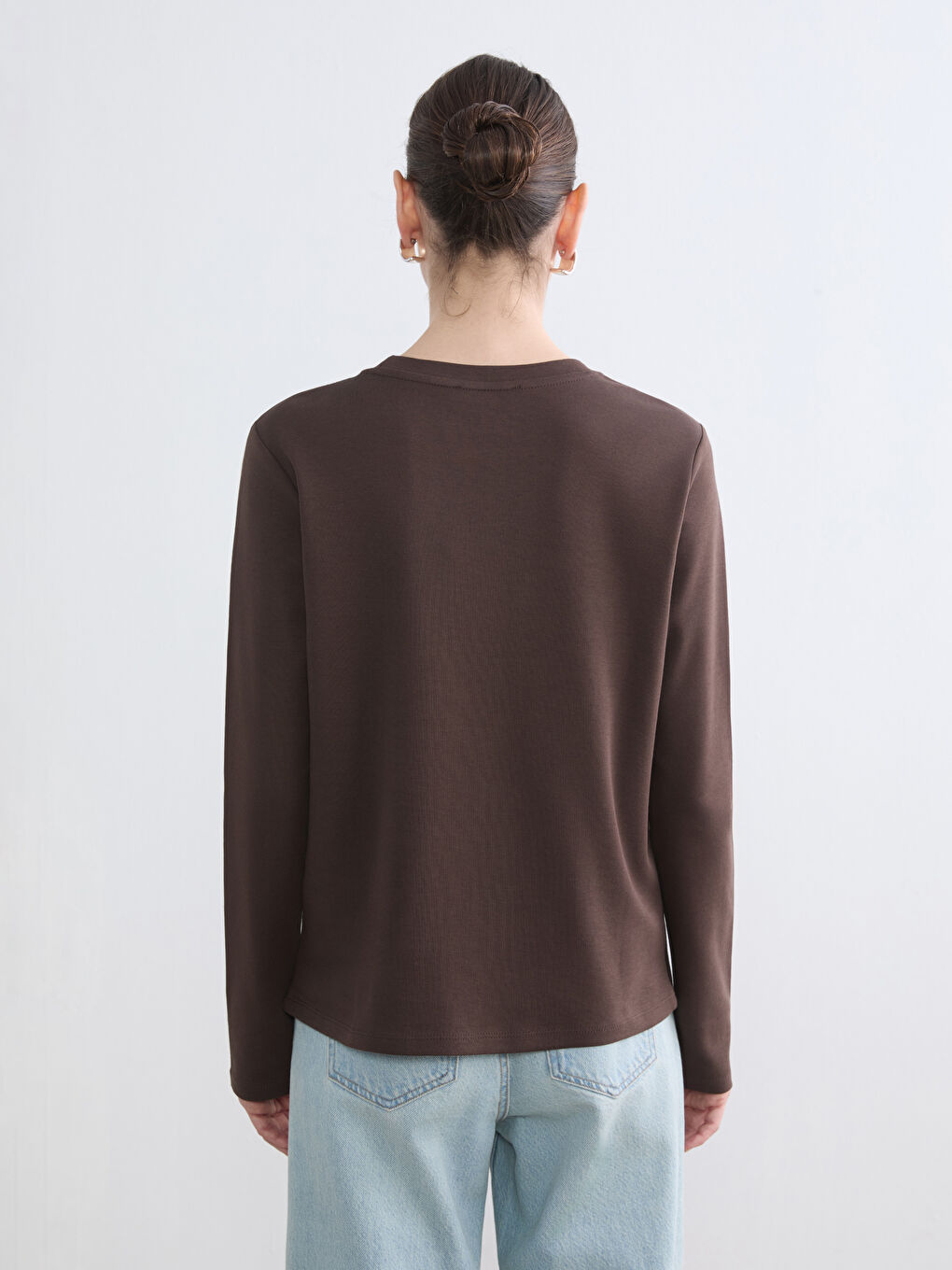 Kahverengi Bisiklet Yaka Kadın Body-3