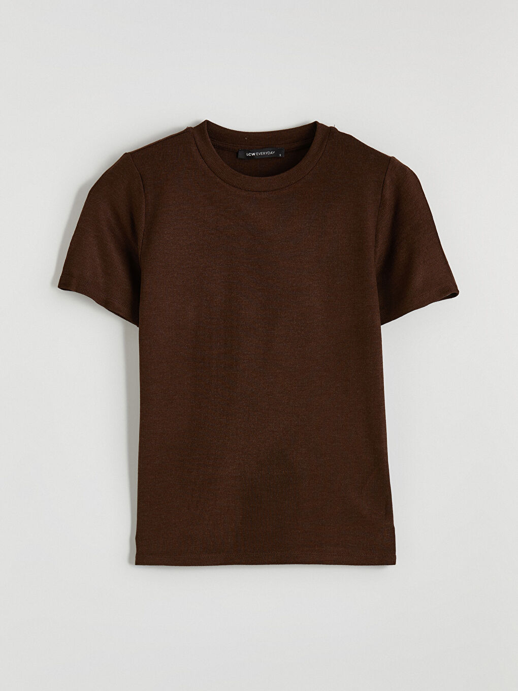 Kahverengi Bisiklet Yaka Kadın Tişört