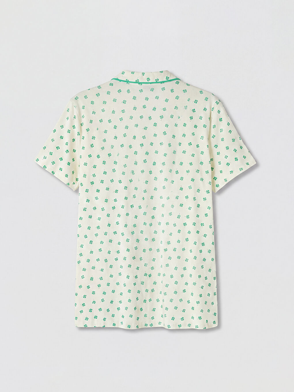 Ekru Desenli Kadın Şortlu Pijama Takımı-6