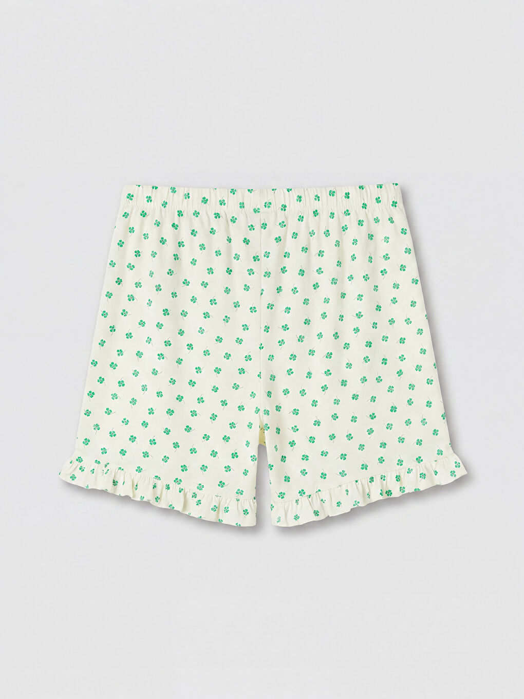 Ekru Desenli Kadın Şortlu Pijama Takımı-8