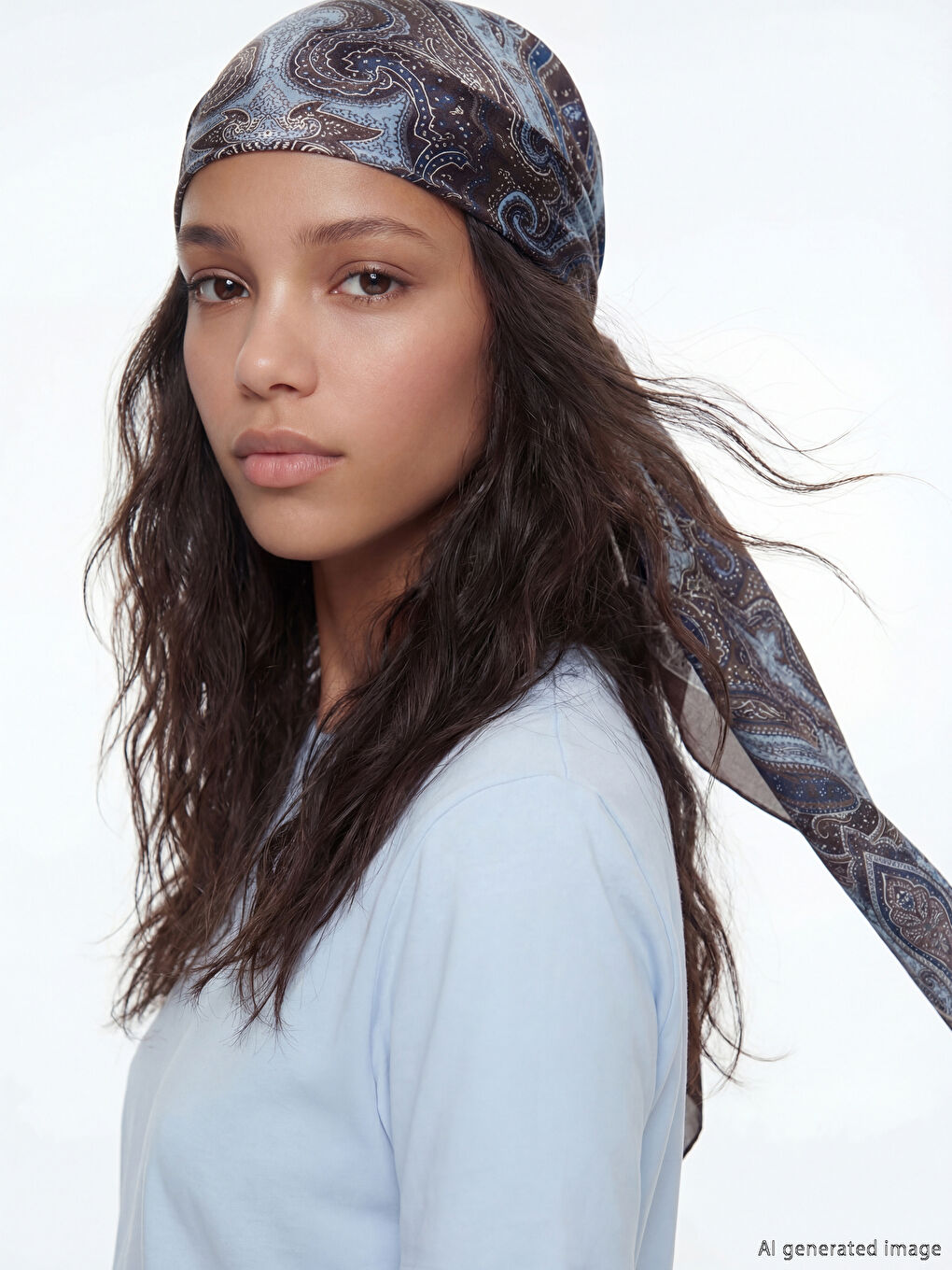 Kahverengi Desenli Kadın Şal