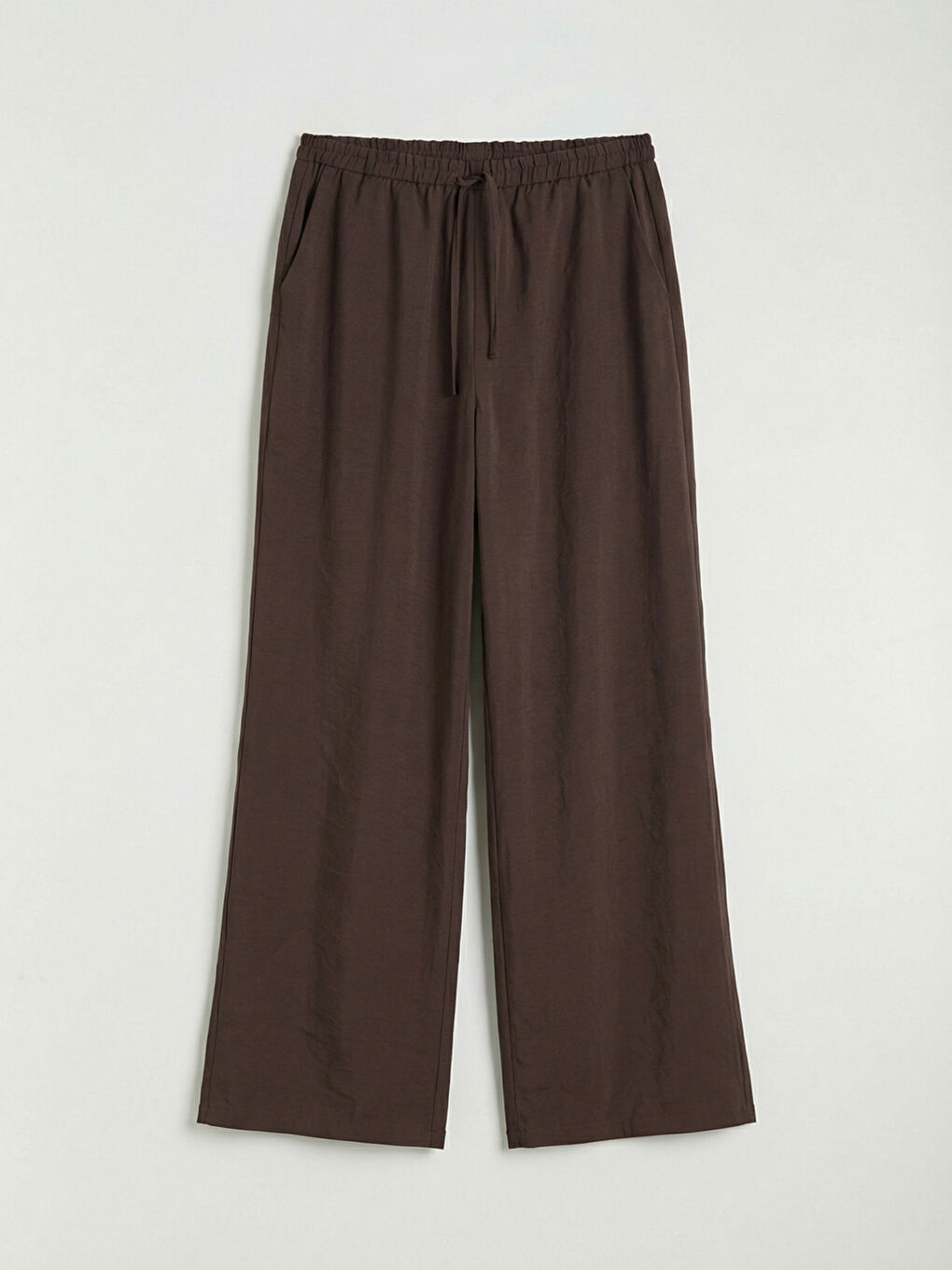 Kahverengi Beli Lastikli Modal Karışımlı Kadın Pantolon