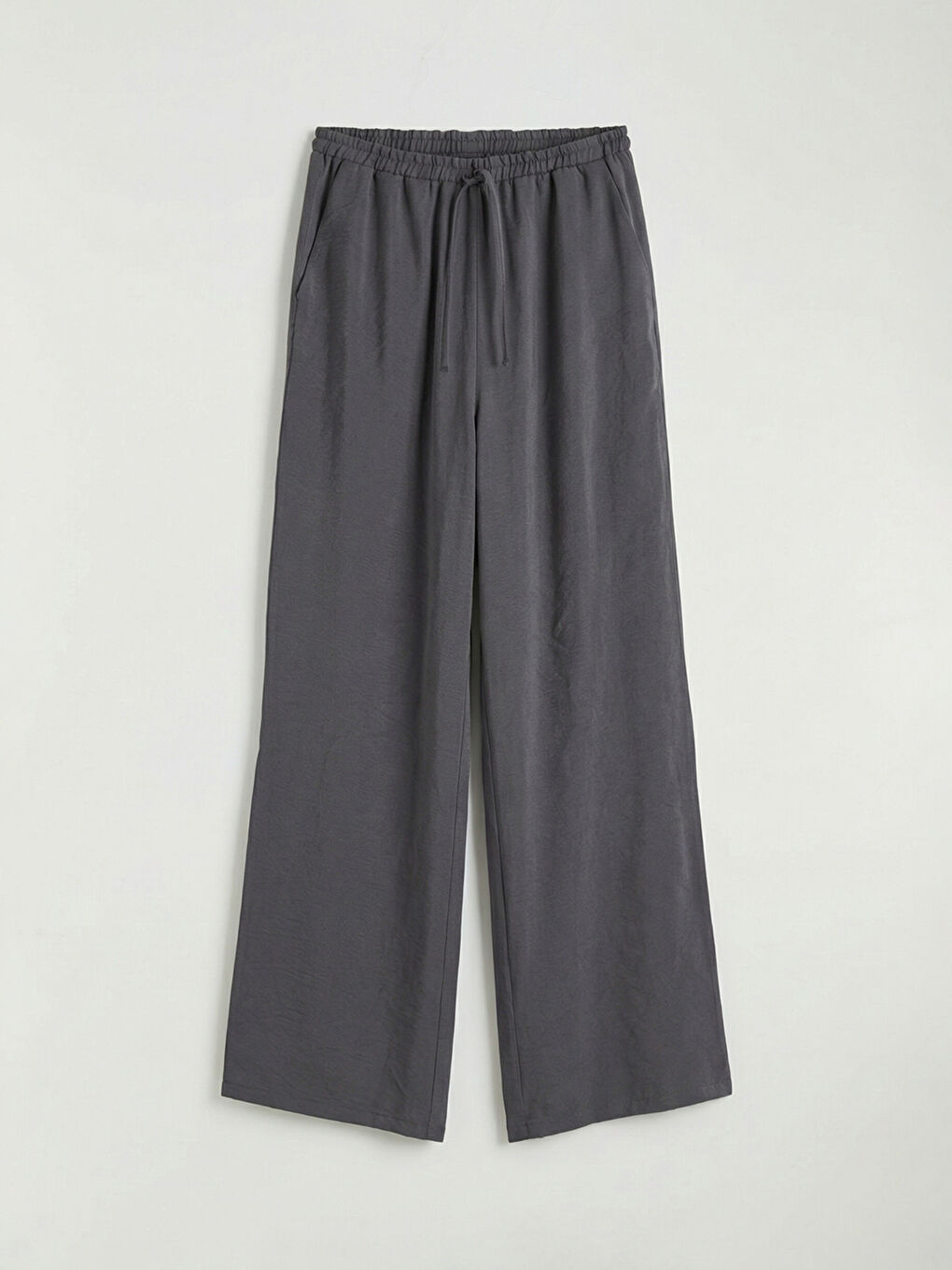 Gri Beli Lastikli Modal Karışımlı Kadın Pantolon-4