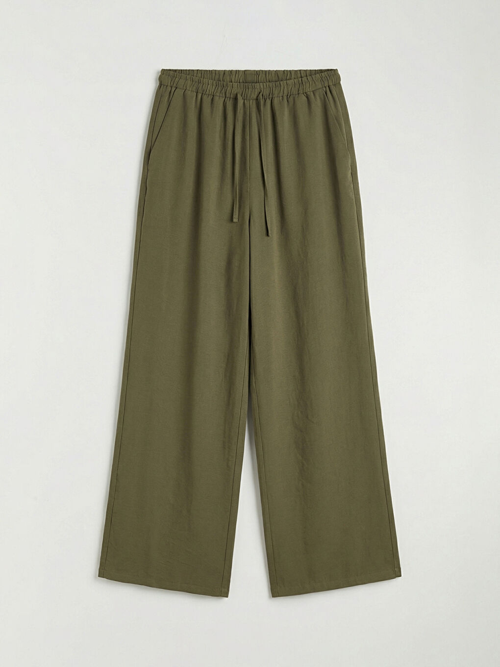 Haki Beli Lastikli Modal Karışımlı Kadın Pantolon-4