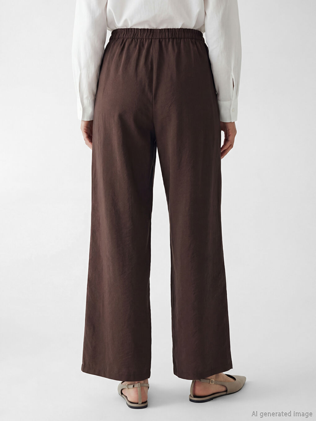 Kahverengi Beli Lastikli Modal Karışımlı Kadın Pantolon-3