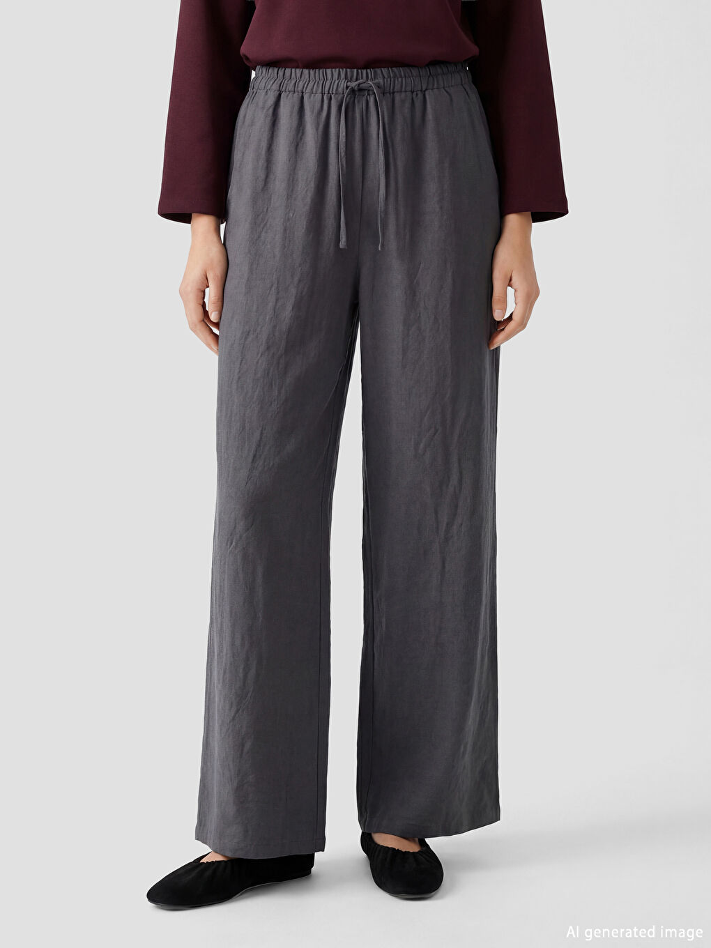 Gri Beli Lastikli Modal Karışımlı Kadın Pantolon-2