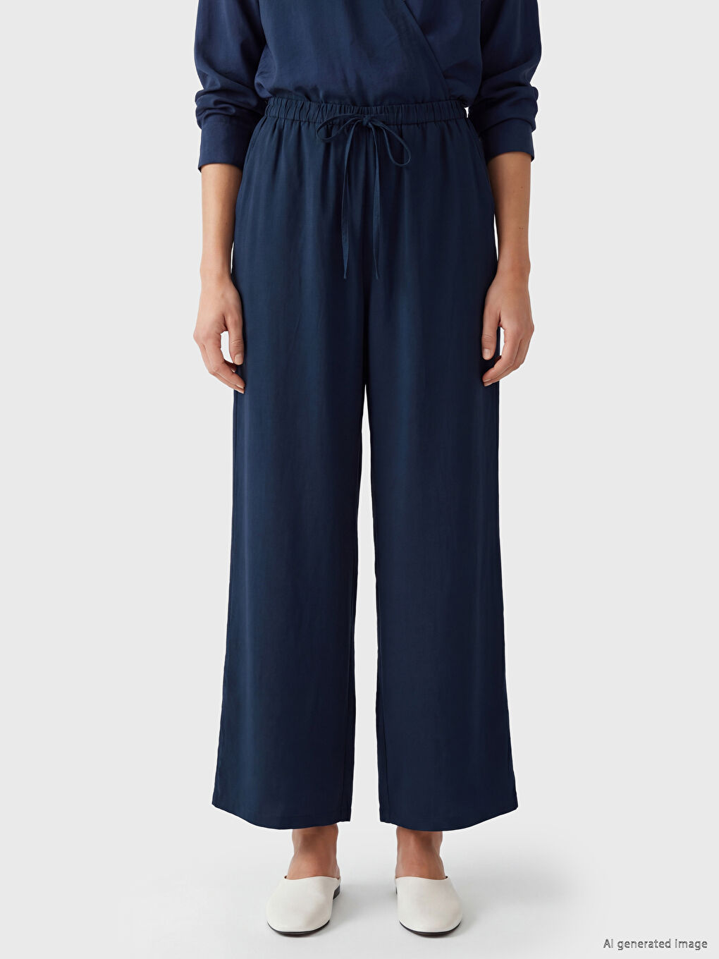 Women's Modal Blend Trousers with Elastic Waistband-3