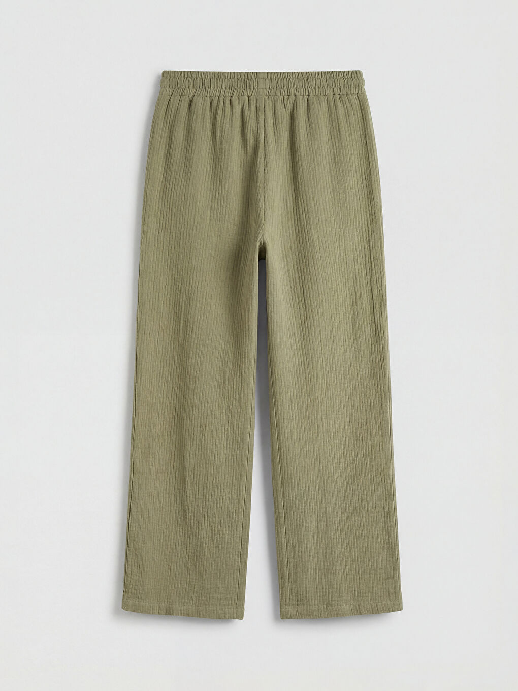 Haki Beli Lastikli Dokulu Kadın Pantolon-1