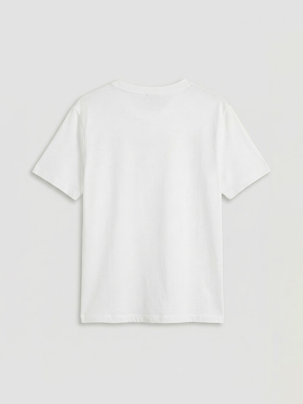 Beyaz Bisiklet Yaka Fiyonk Baskılı Kadın Tişört-5