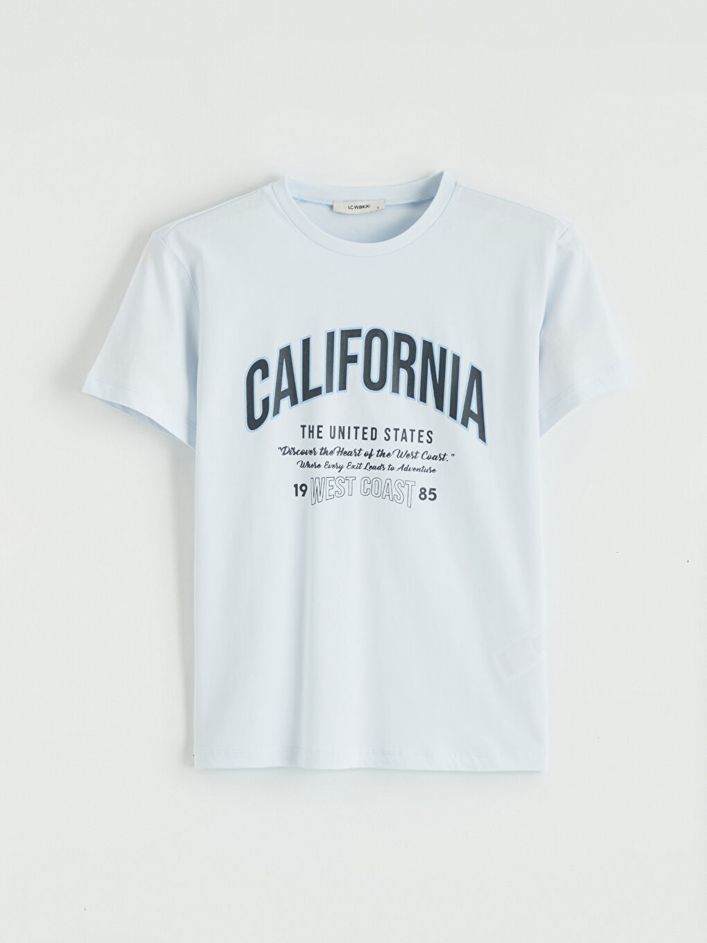 Lila Bisiklet Yaka California Baskılı Kadın Tişört-4