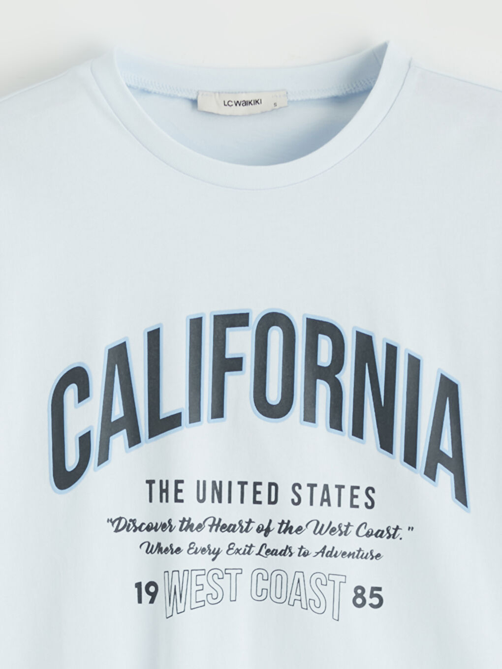 Lila Bisiklet Yaka California Baskılı Kadın Tişört-5