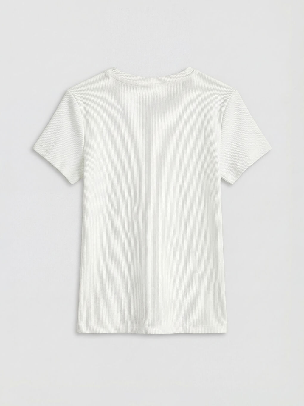 Ekru Bisiklet Yaka Yıldız Detaylı Kız Çocuk Tişört-2