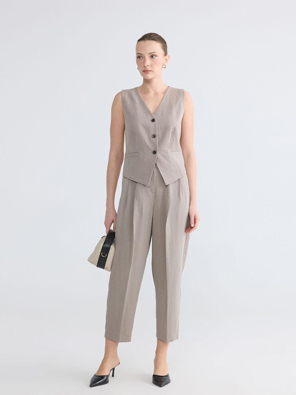V Neck Women's Classic Waistcoat-1