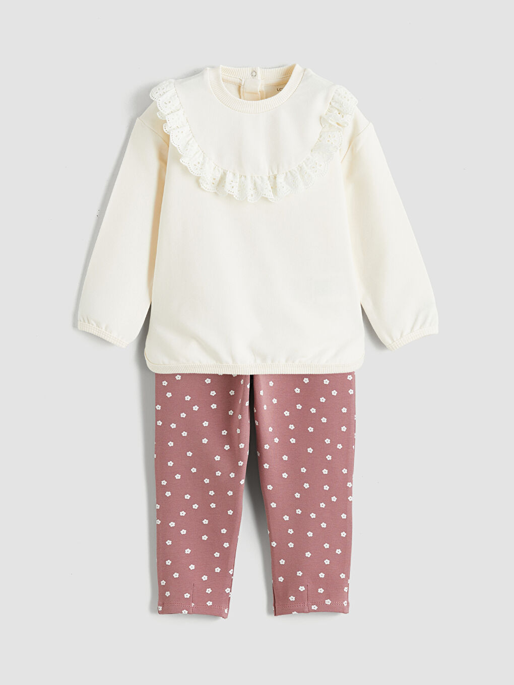 Bej Bebe Yaka Kız Bebek Bluz ve Tayt