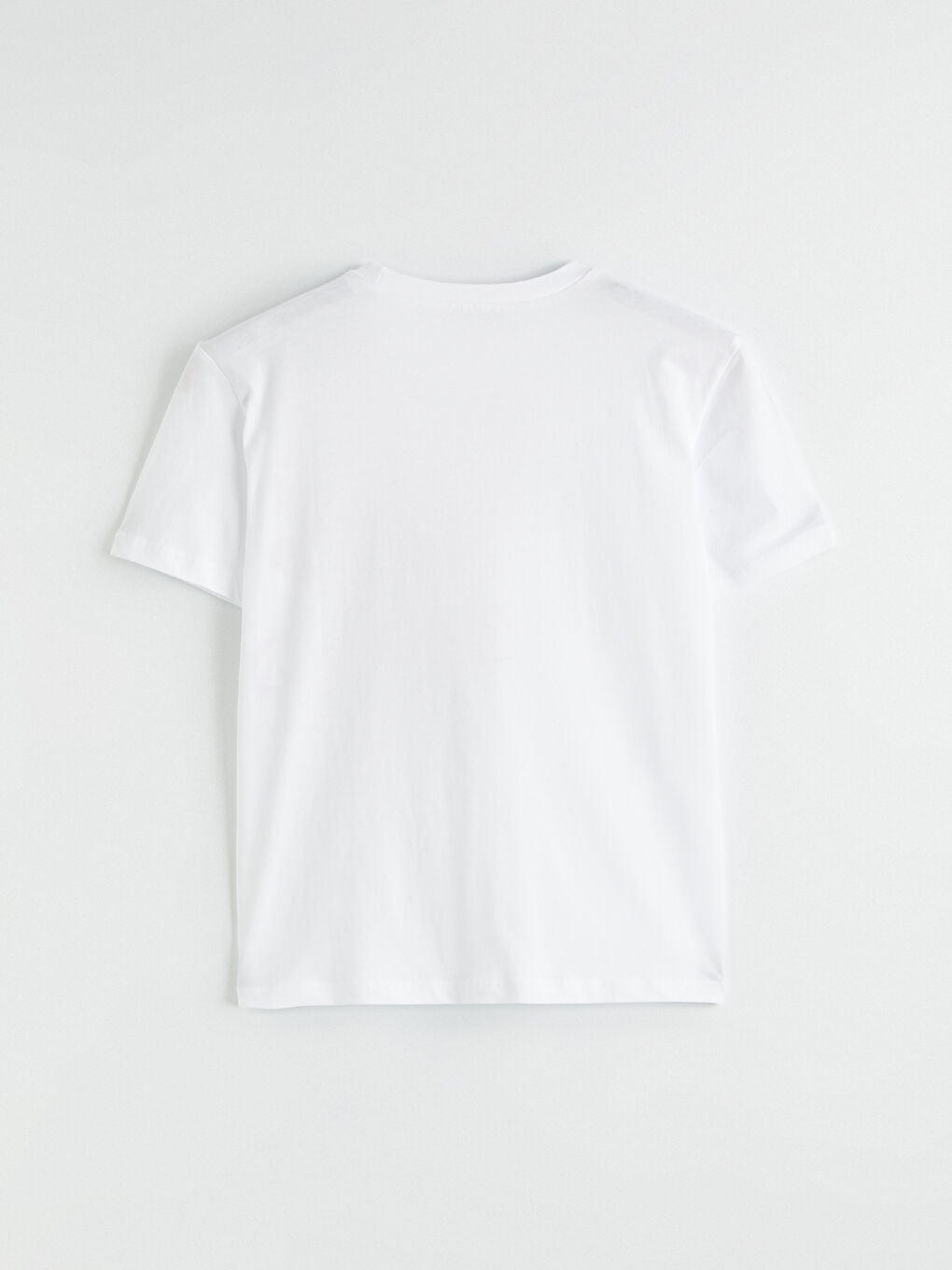 Beyaz Bisiklet Yaka Çiçekli Kadın Tişört-6