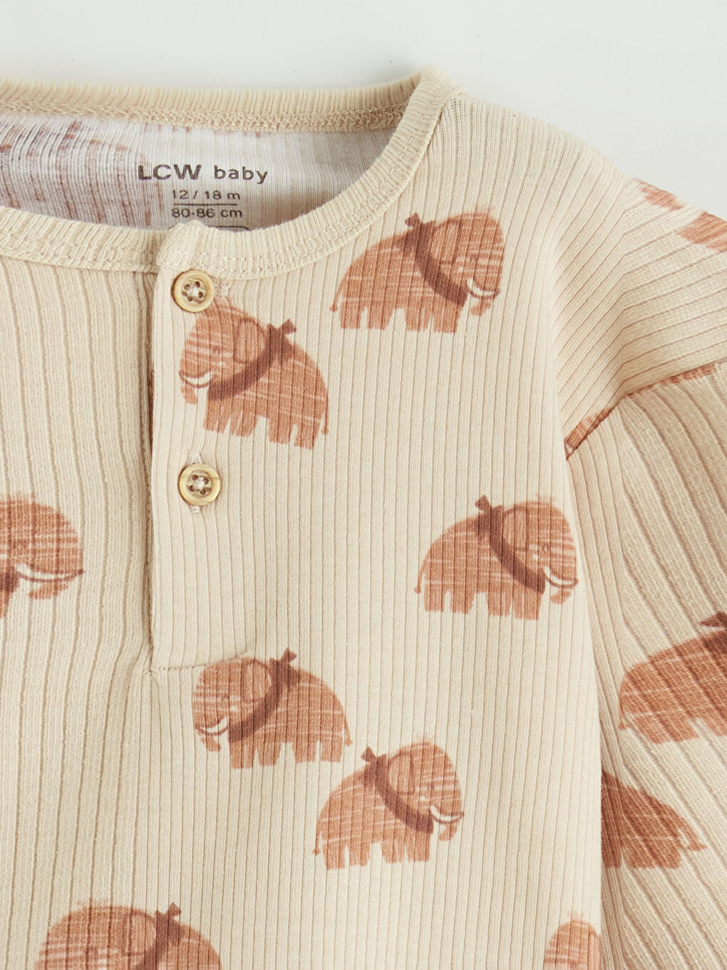 Bej Fil Desenli Erkek Bebek Tişört ve Tayt -2