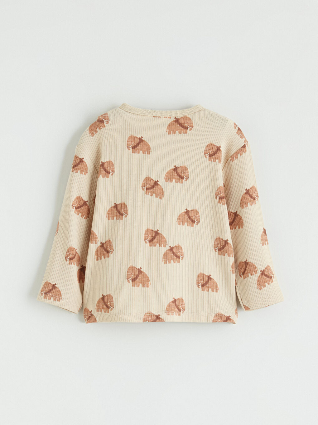 Bej Fil Desenli Erkek Bebek Tişört ve Tayt -3