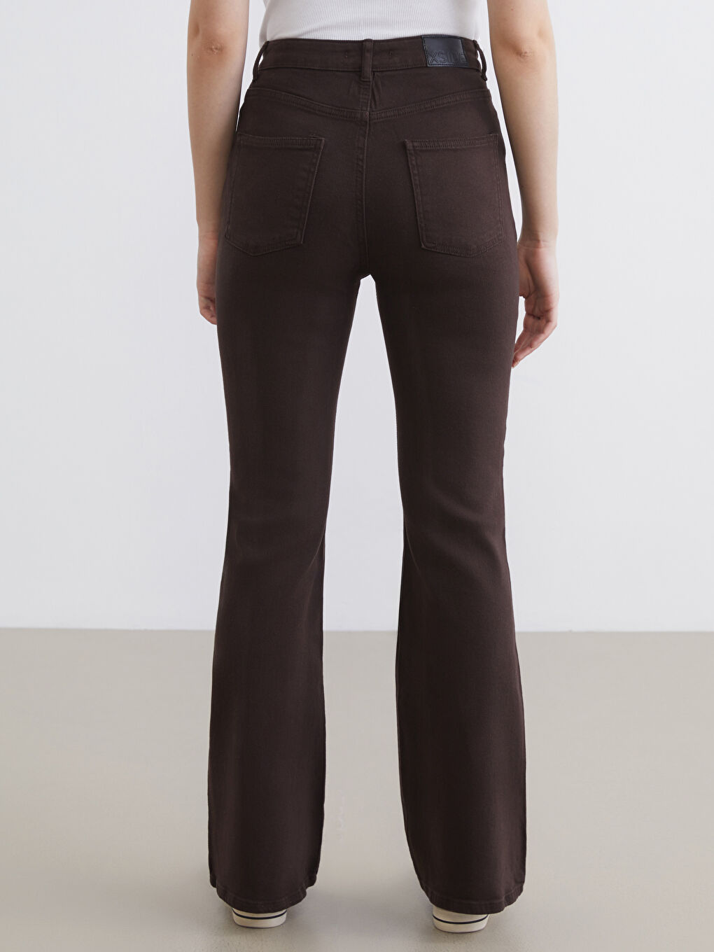 Kahverengi Flare Kadın Jean Pantolon-7