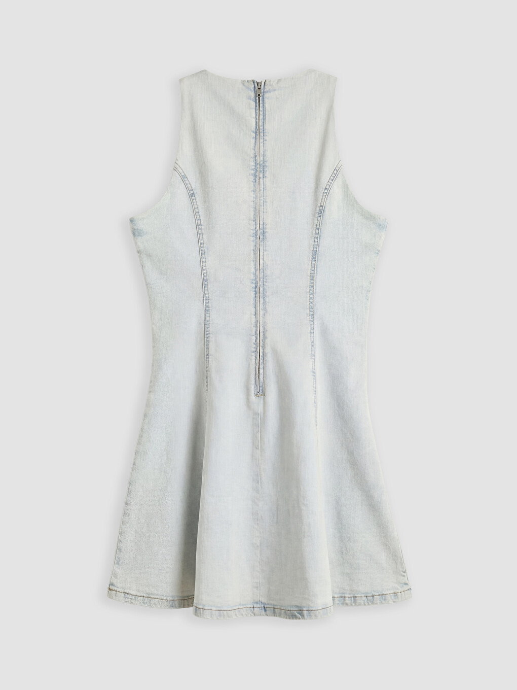 Fitted Waist Mini Denim Dress-5