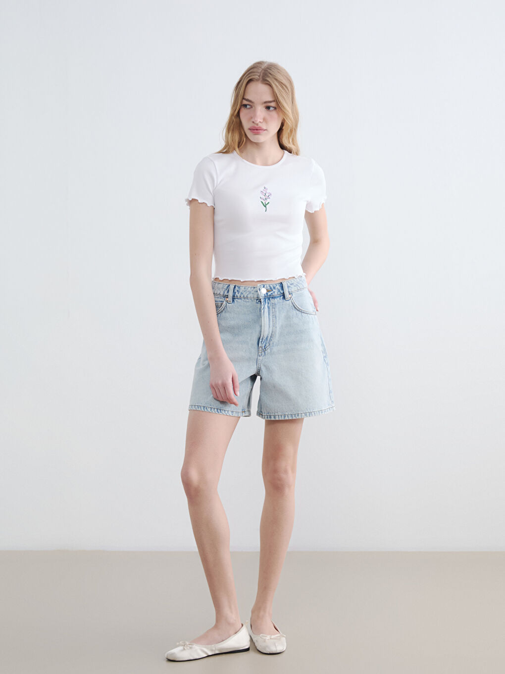 Regular Fit Kadın Jean Şort-1