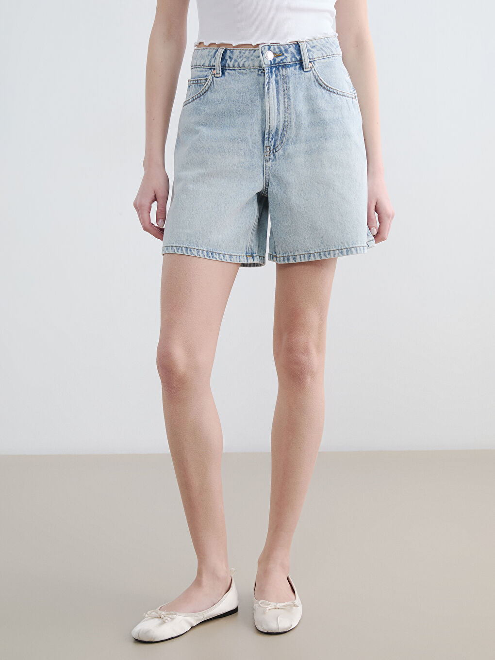Regular Fit Kadın Jean Şort-2