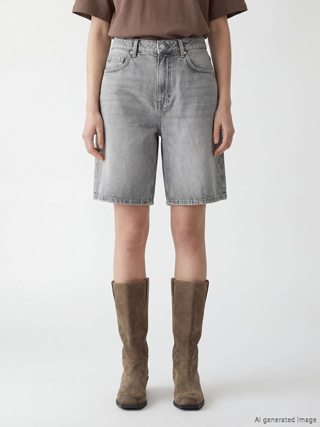 Woman ANTHRACITE Denim Shorts-1