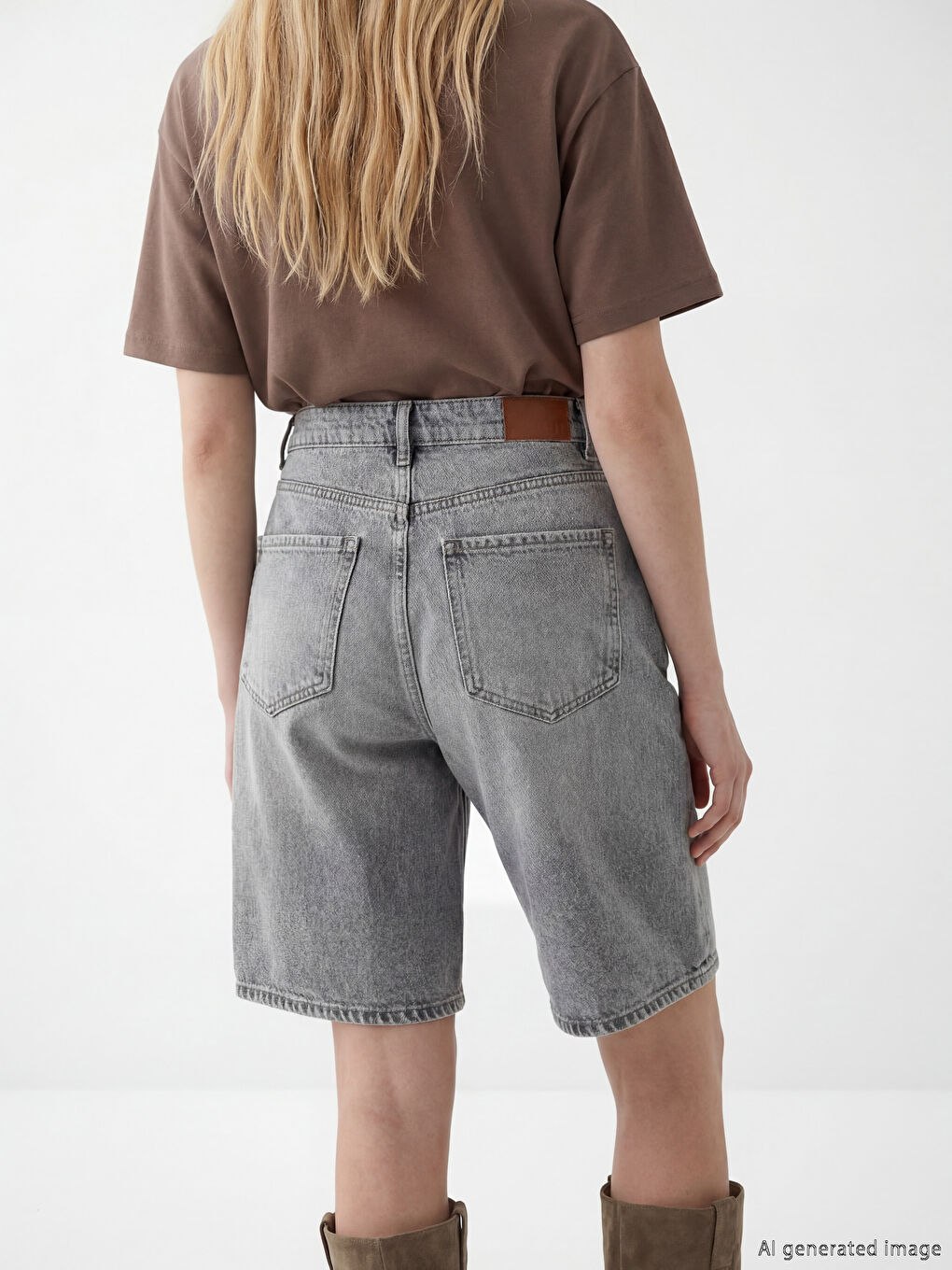 Woman ANTHRACITE Denim Shorts-2