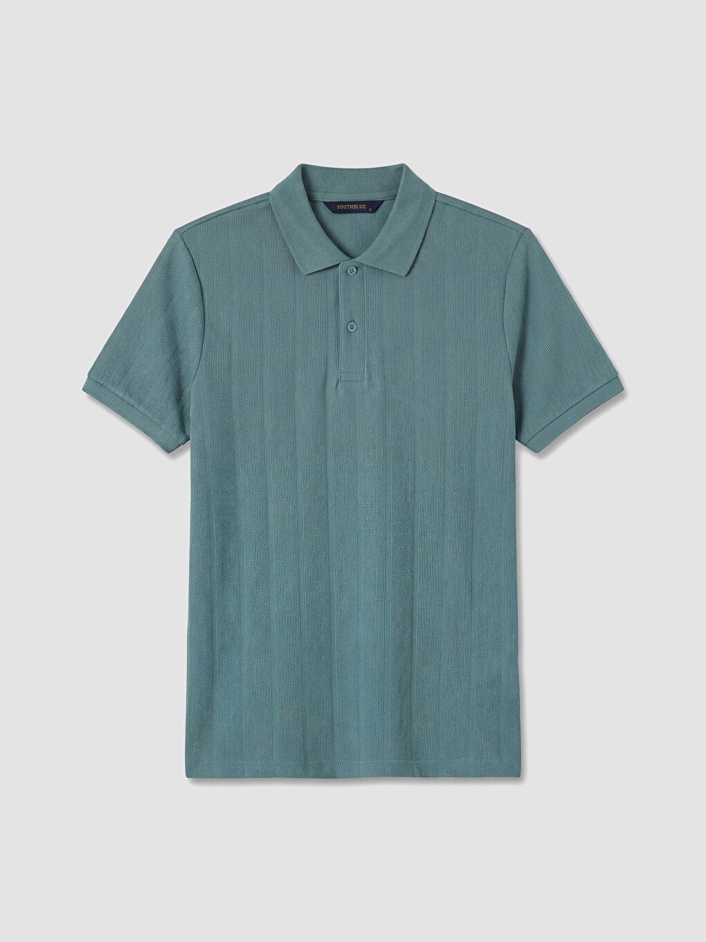 Mavi Polo Yaka Dokulu Erkek Tişört-4
