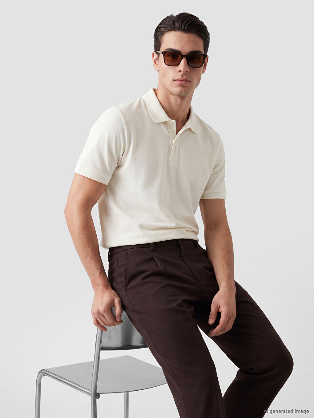 Sarı Polo Yaka Pike Erkek Tişört-1