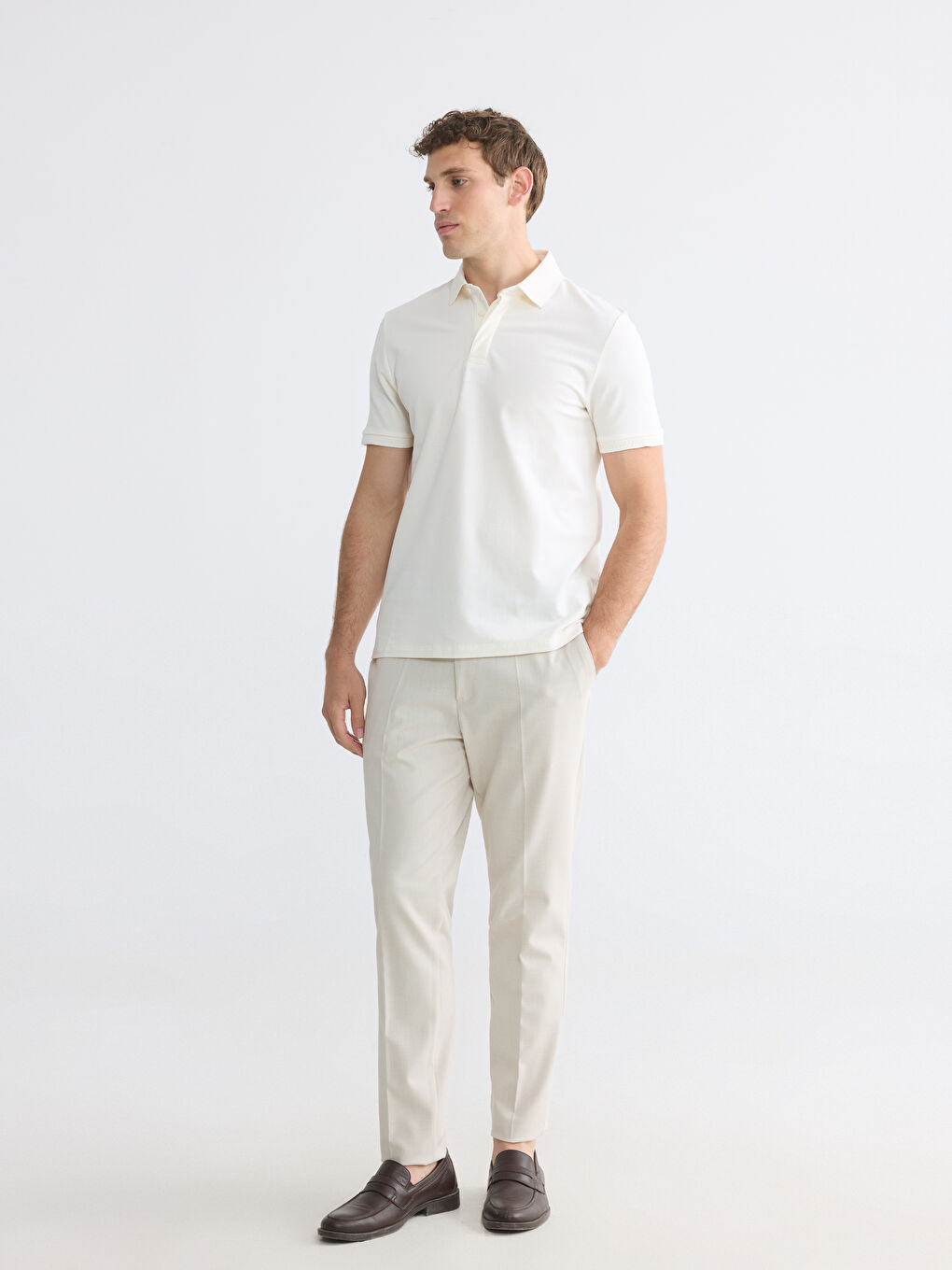 Sarı Polo Yaka Pike Erkek Tişört-3