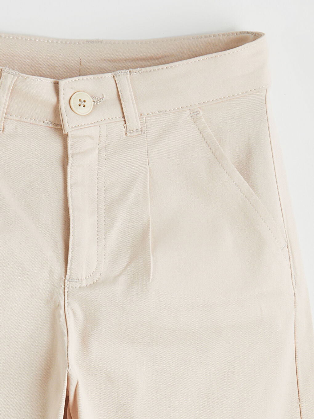 Bej Wideleg Pileli Kız Çocuk Gabardin Pantolon-2