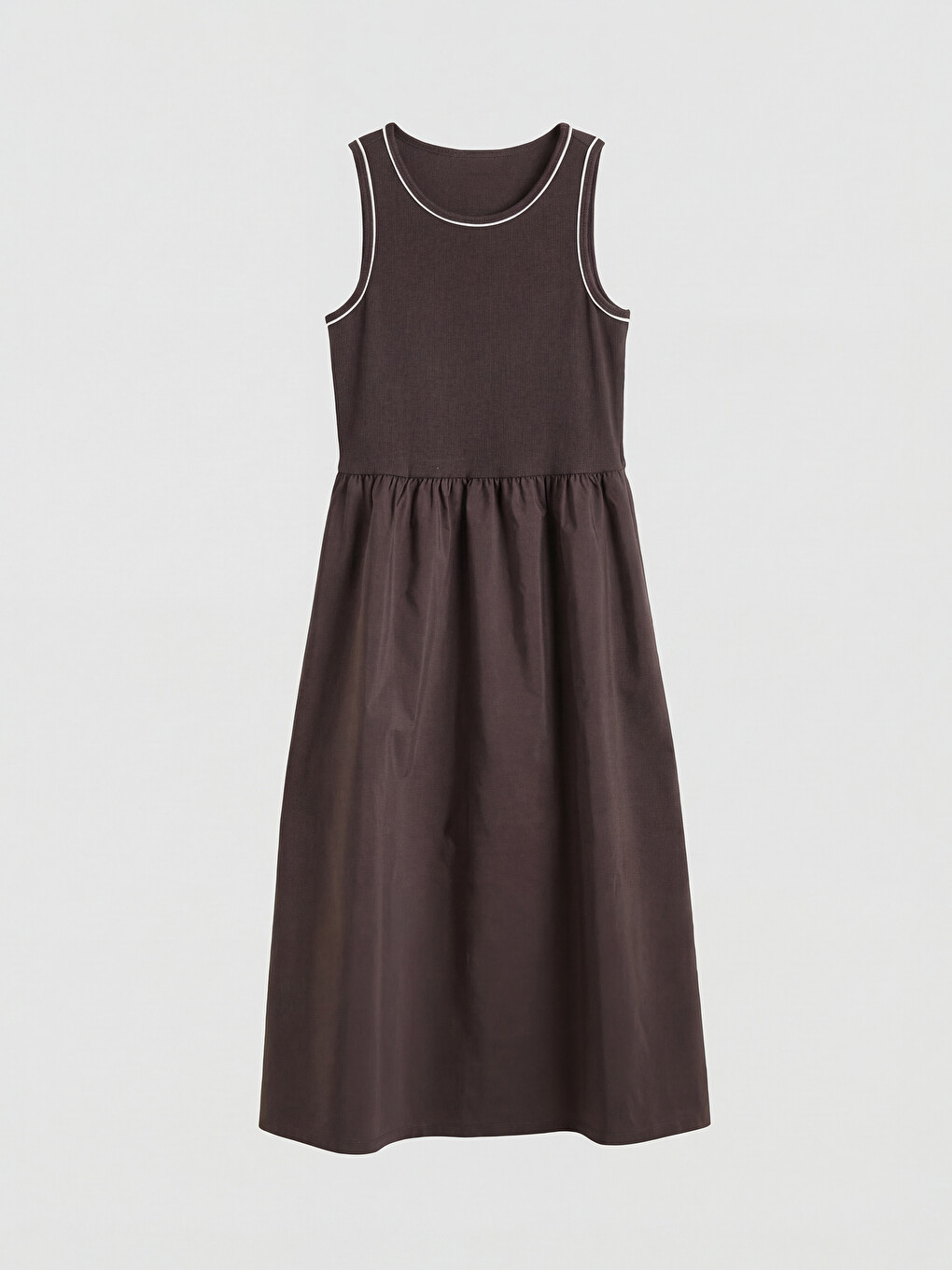 Crew Neck Fitted Waist Dress-3