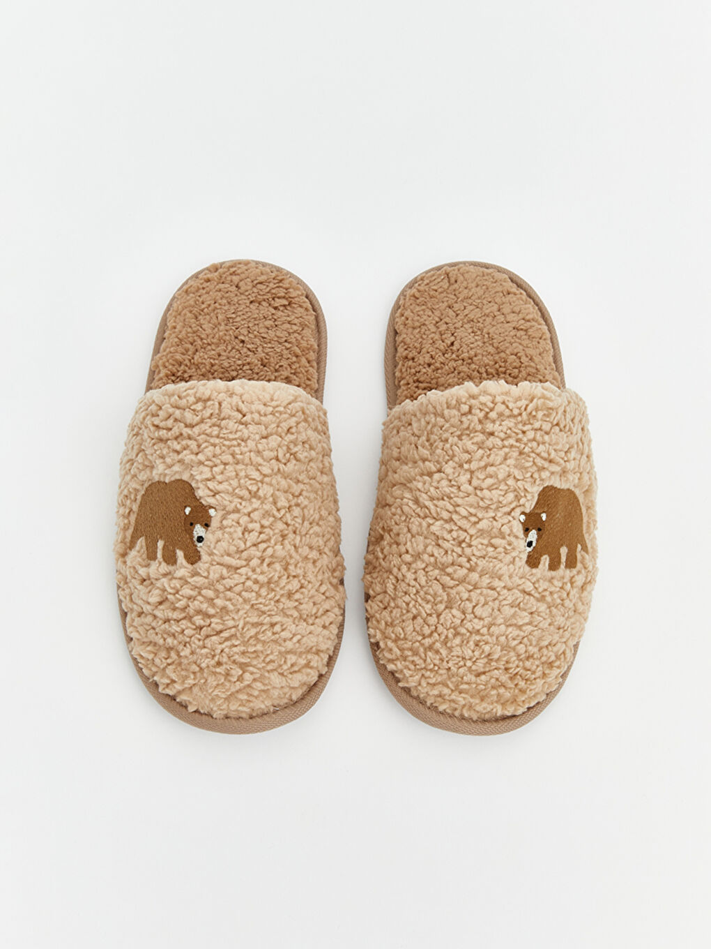 Bej Ayı Nakışlı Erkek Ev Terliği-1