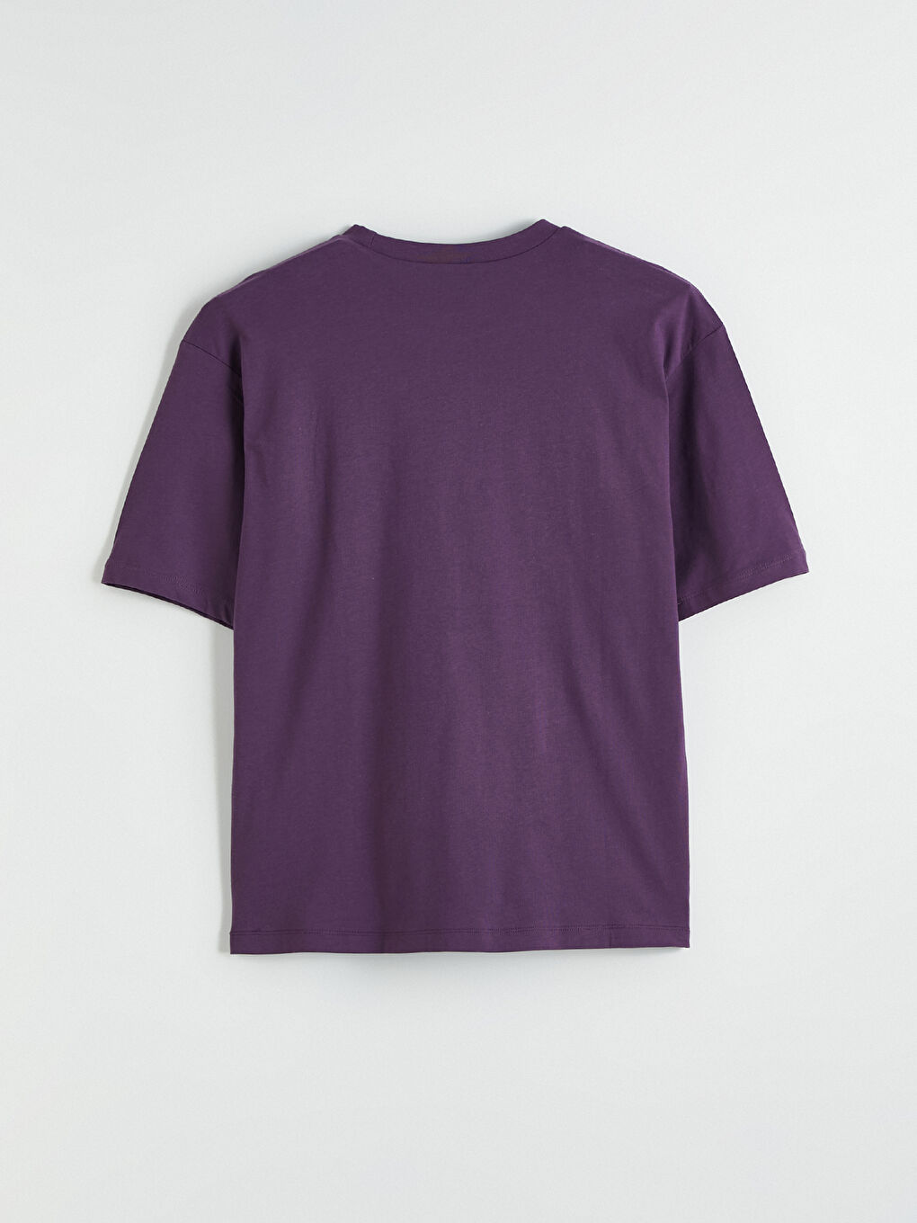 Mor Bisiklet Yaka Baskılı Oversize Kadın Tişört-6