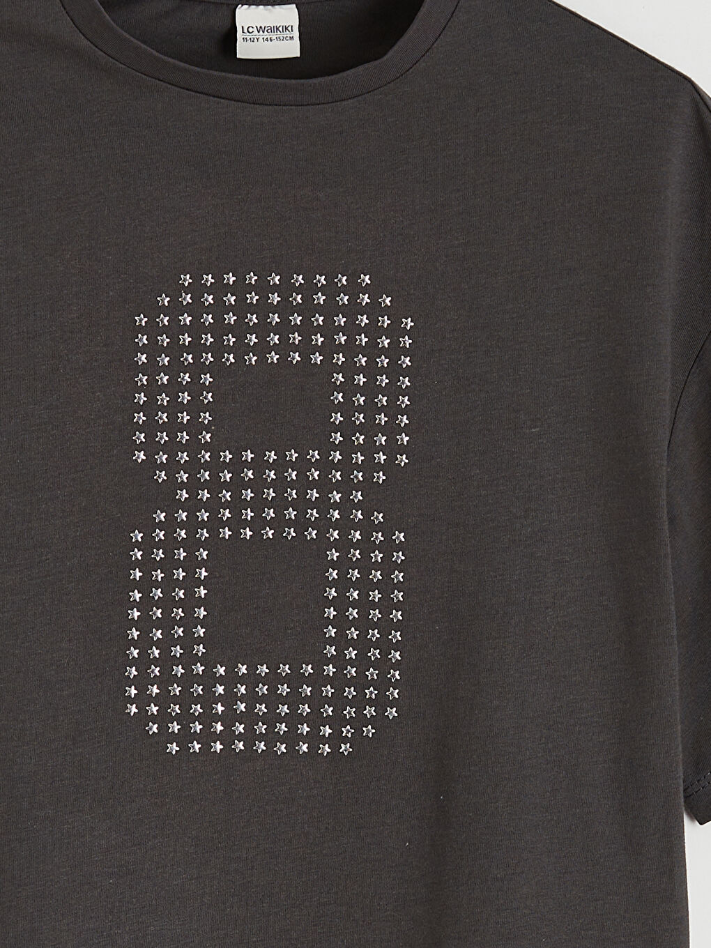 Antrasit Taşlı Kız Çocuk Tişört-2