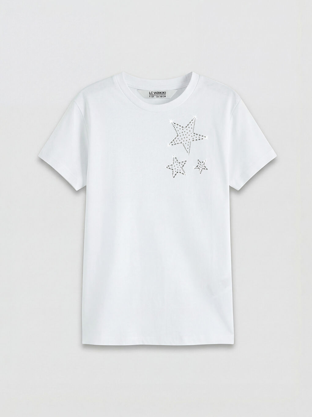 Crew Neck Star Printed Girls' T-Shirt