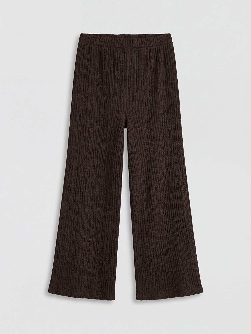 Kahverengi Beli Lastikli Kız Çocuk Geniş Paça Pantolon